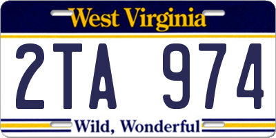 WV license plate 2TA974