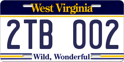 WV license plate 2TB002