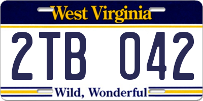 WV license plate 2TB042
