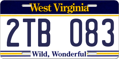 WV license plate 2TB083