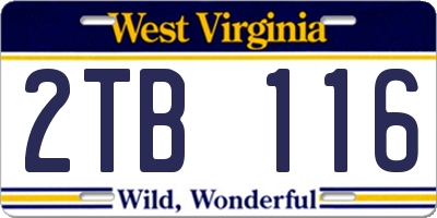 WV license plate 2TB116