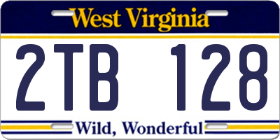 WV license plate 2TB128