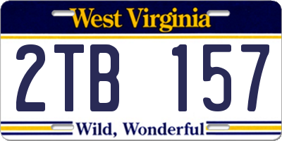 WV license plate 2TB157