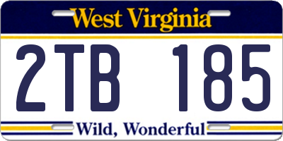 WV license plate 2TB185