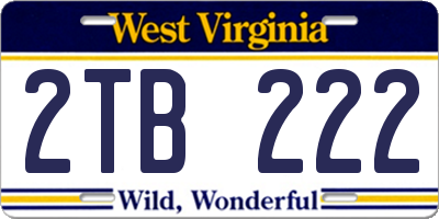 WV license plate 2TB222