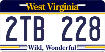 WV license plate 2TB228