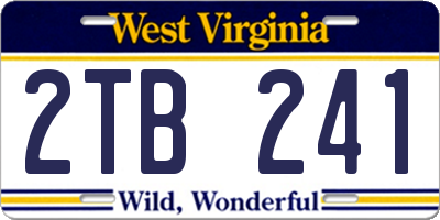 WV license plate 2TB241