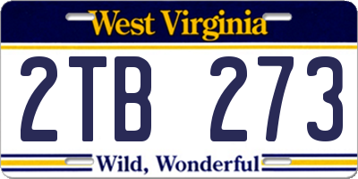 WV license plate 2TB273