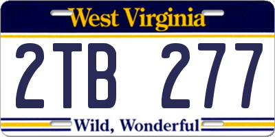 WV license plate 2TB277
