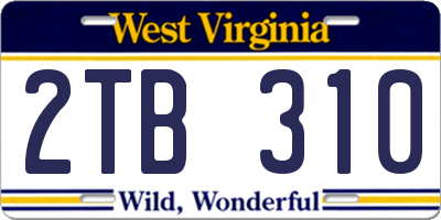 WV license plate 2TB310