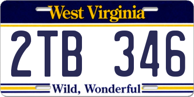 WV license plate 2TB346