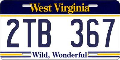 WV license plate 2TB367