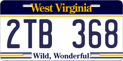 WV license plate 2TB368