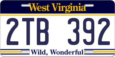WV license plate 2TB392