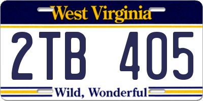 WV license plate 2TB405