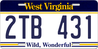 WV license plate 2TB431