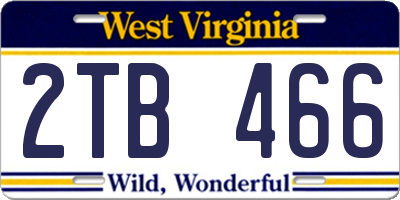 WV license plate 2TB466