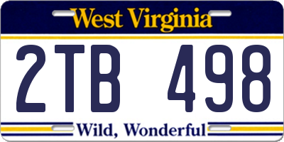 WV license plate 2TB498