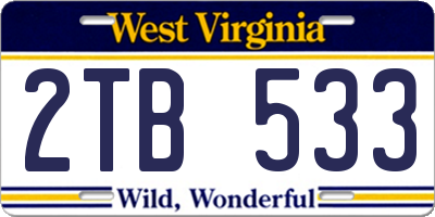 WV license plate 2TB533