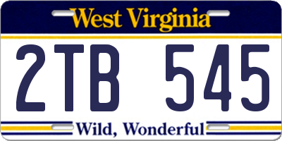 WV license plate 2TB545