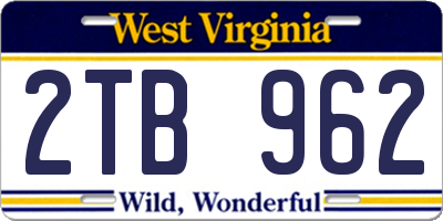 WV license plate 2TB962