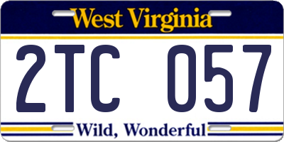 WV license plate 2TC057