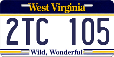 WV license plate 2TC105