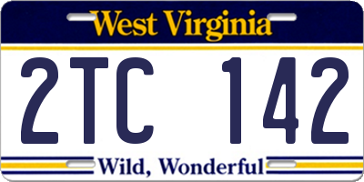 WV license plate 2TC142