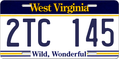 WV license plate 2TC145