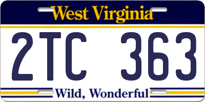 WV license plate 2TC363