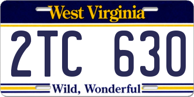WV license plate 2TC630