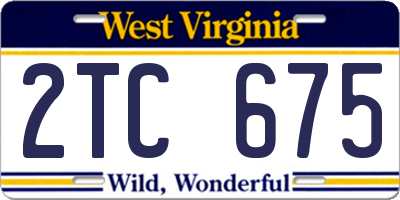 WV license plate 2TC675