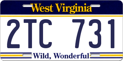 WV license plate 2TC731
