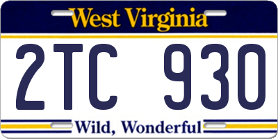 WV license plate 2TC930