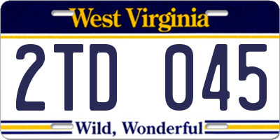 WV license plate 2TD045