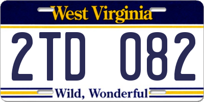 WV license plate 2TD082