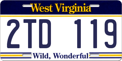 WV license plate 2TD119