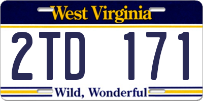 WV license plate 2TD171