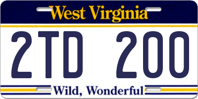 WV license plate 2TD200