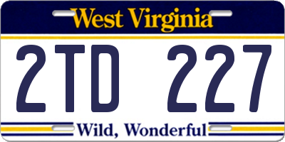 WV license plate 2TD227