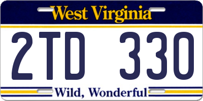 WV license plate 2TD330