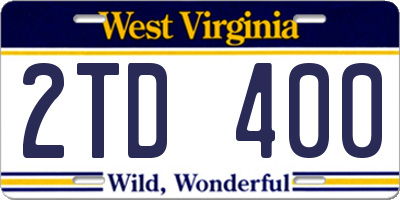 WV license plate 2TD400