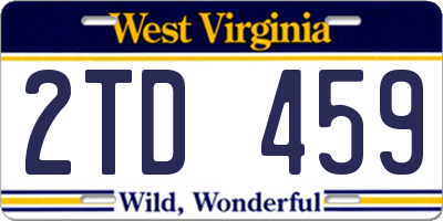 WV license plate 2TD459