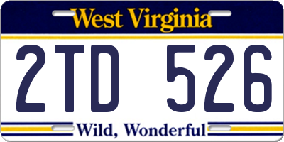 WV license plate 2TD526