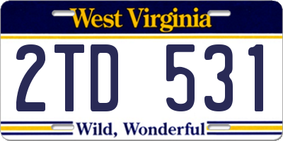 WV license plate 2TD531