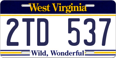 WV license plate 2TD537