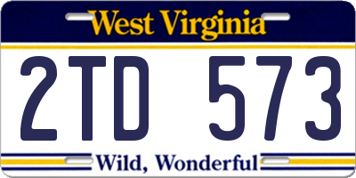 WV license plate 2TD573