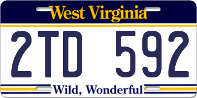 WV license plate 2TD592