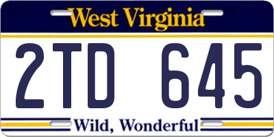 WV license plate 2TD645