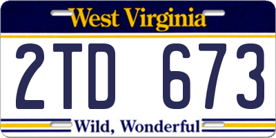 WV license plate 2TD673